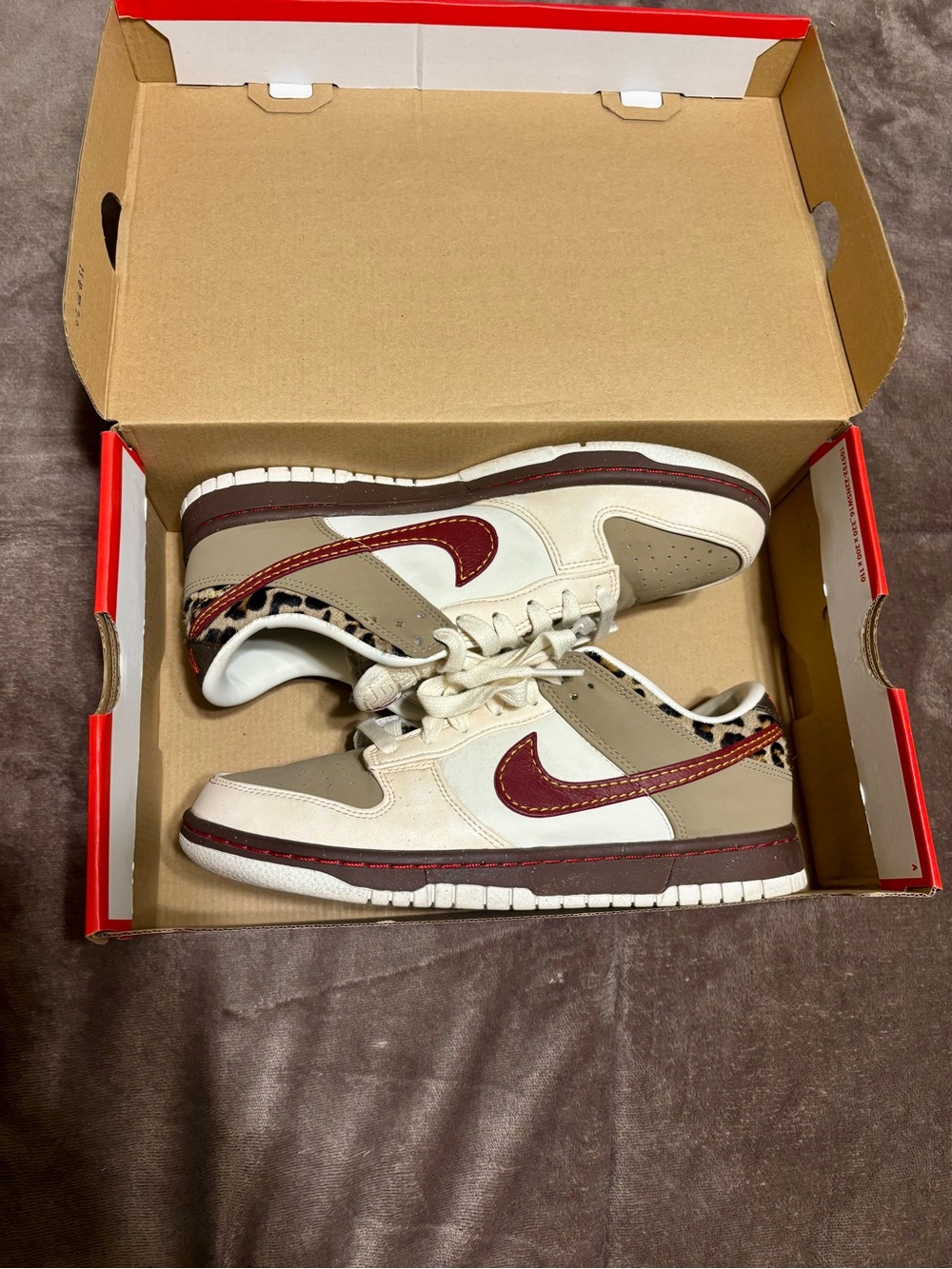 2025 Nike Dunk Low ‘Khaki Team Red’ with Leopard Accent